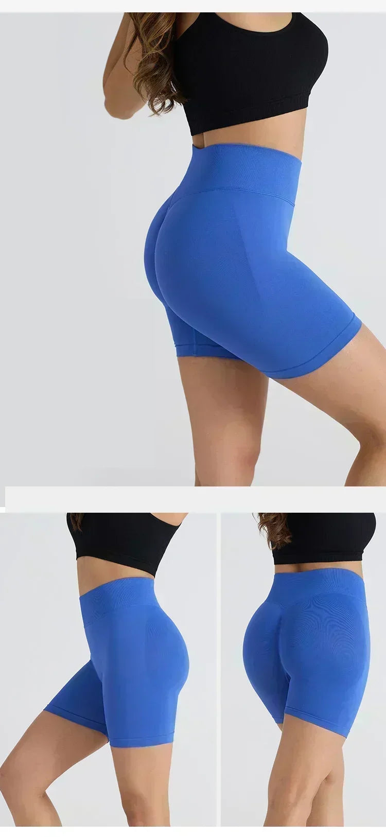 Impact Shorts Low Ribbed Waist Band Women Scrunch Bum Gym Shorts Seamless Yoga Shorts Workout Biker Short Stretch Fitness Short
