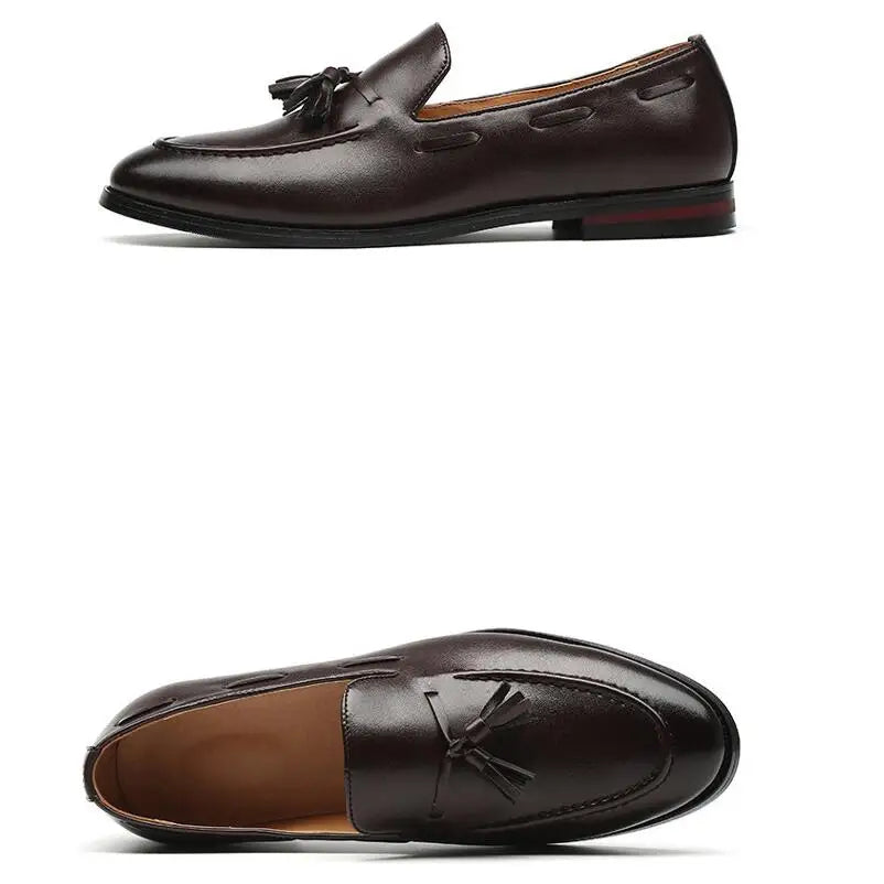 Men's Casual Leather Shoes Mens Driving Loafers Light Moccasins Men Trendy Tassels Party Wedding Flats EUR Sizes 38-48