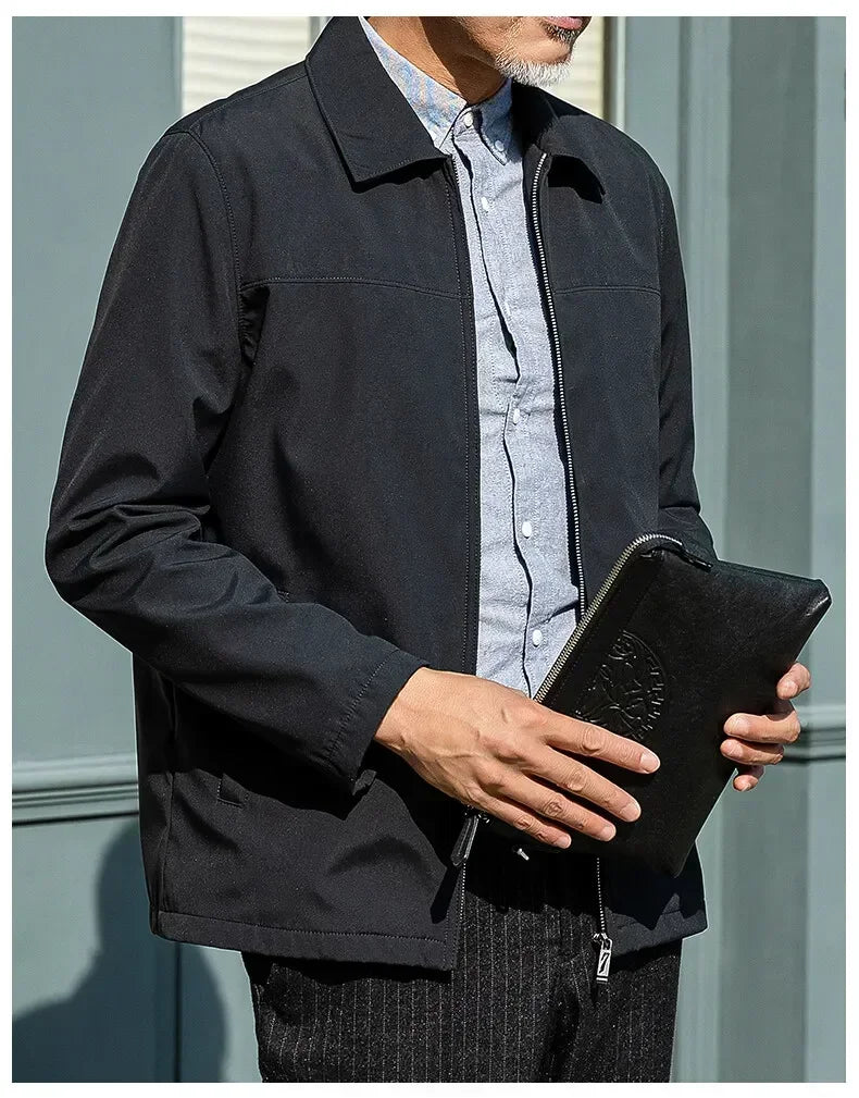 Business Casual Jacket Dad Outer Suit Coat New Men's Middle-aged and Elderly Stand-up Collar Plus Size Spring and Autumn