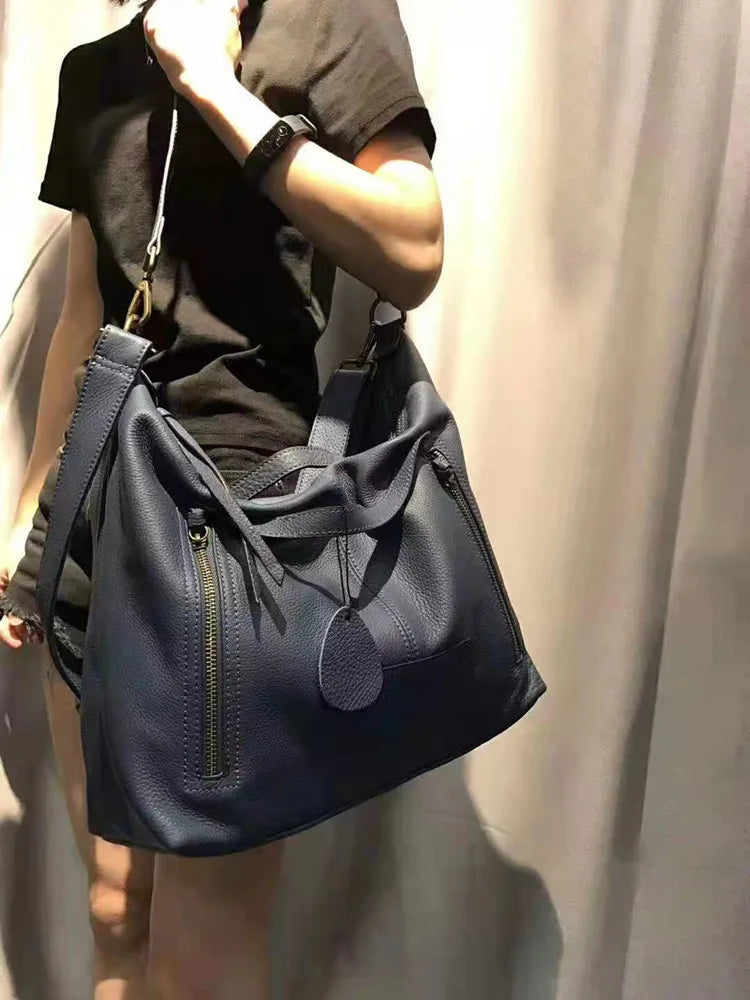 Women Handbags Genuine Leather Bags 2023 New Casual Big Capacity Lady Shoulder Crossbody Purse High Quality Soft Skin Ladies Bag