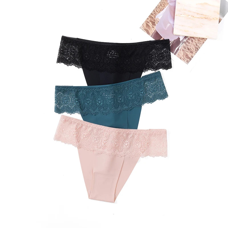 Women's Seamless Briefs Sexy Lace Panties Temptation Female Underwear Low-Waist Elasticity Fashion Lingerie for Women Underpants