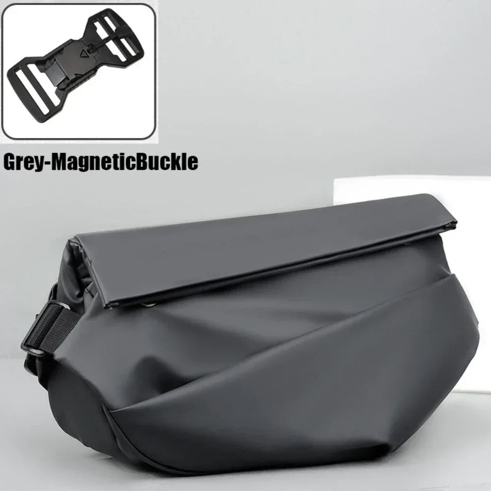 Premium Waterproof Magnetic Buckle Crossbody Bag Personality Fashion Men Messenger Bag Black Minimalist Shoulder Bags Men Bag