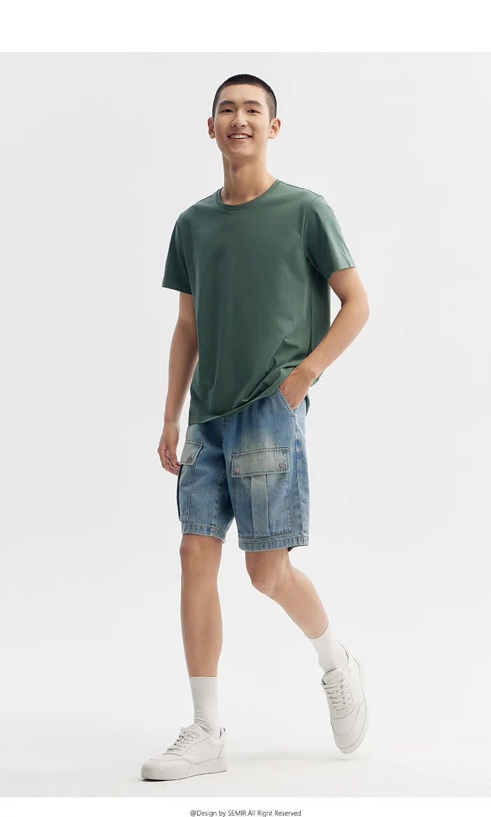 Semir Short Sleeve T-Shirt Men 2024 Summer New Simple Solid Colour Top Slim Pullover Summer Clothing T Shirt