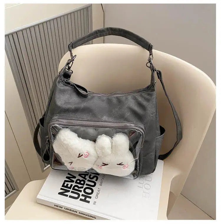 MBTI Casual Ita Bag for Women Fashion Aesthetic Y2k Large Capacity Shoulder Bag Transparent Daily Advanced Harajuku New Handbag