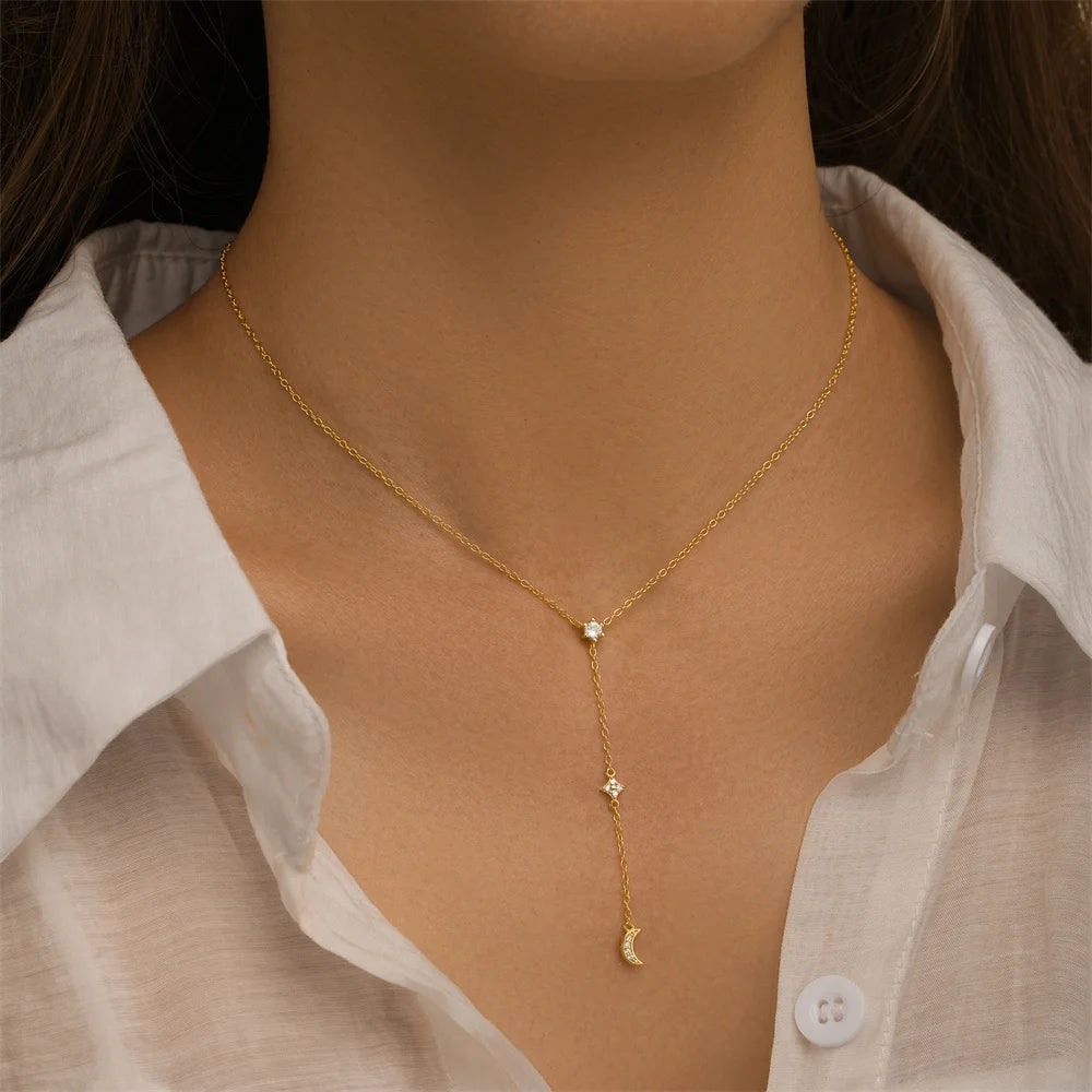 AIDE 925 Sterling Silver Personalized Snake Chain Adjustable Y Necklace Clavicle Pendant Chokers Necklace Women's Holiday Gifts