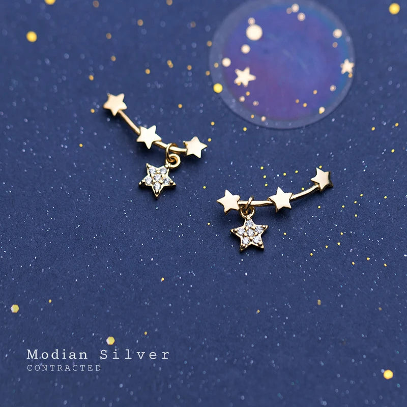 Modian Stackable Twinkle Star Sterling Silver 925 Stud Earrings for Women Fashion 3 Color Simple Ear Pin Fine Jewelry 2020 New
