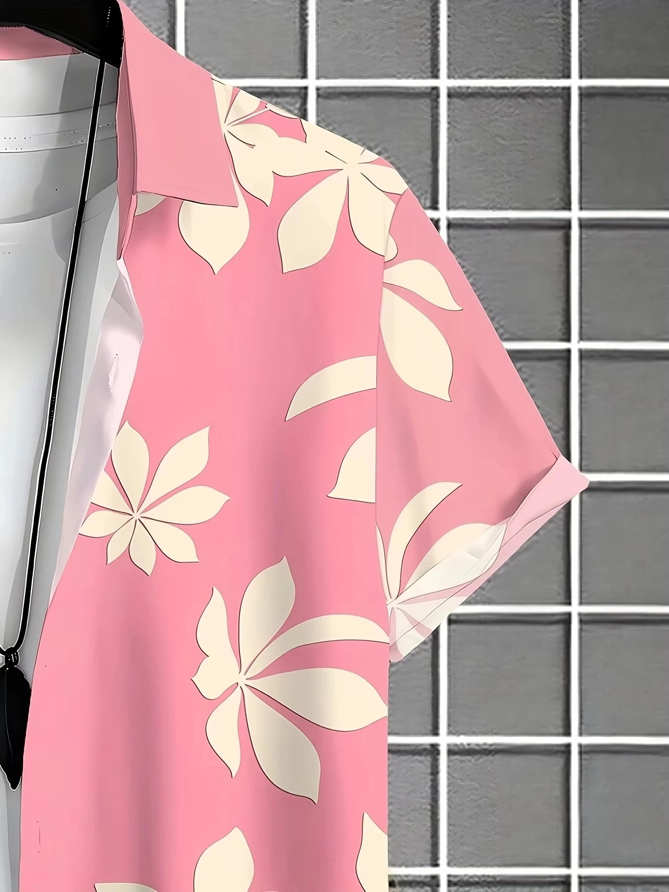 MINISO New Men's Lapel Short Sleeve Hawaiian Shirt Summer Pink Panther Print Hawaii Vacation Casual Fashion Kids/Adult Tops