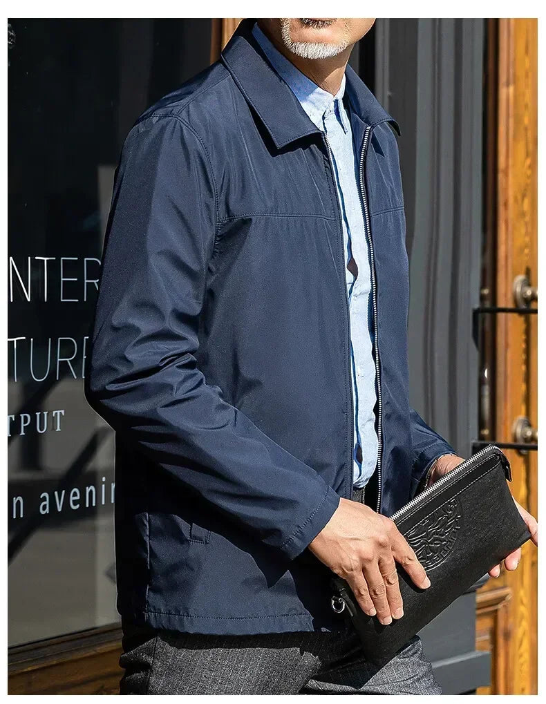 Business Casual Jacket Dad Outer Suit Coat New Men's Middle-aged and Elderly Stand-up Collar Plus Size Spring and Autumn
