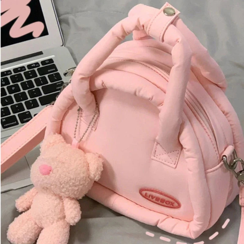 Xiuya Sweet Cute Handbags for Women Fluffy Soft Clouds Casual Crossbody Bag Harajuku 2023 Style Summer New Fashion Shoulder Bag