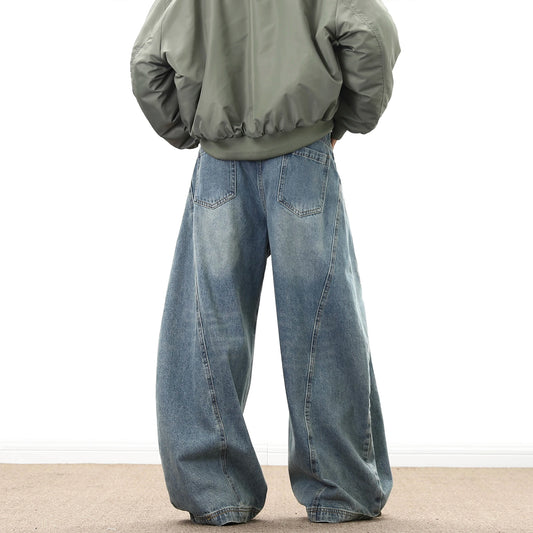 Men 2025 New Trendy Wide Leg Loose Fit Jeans Casual Streetwear Relaxed Baggy Denim Pant Fashion Design Mens Trousers Hot Selling