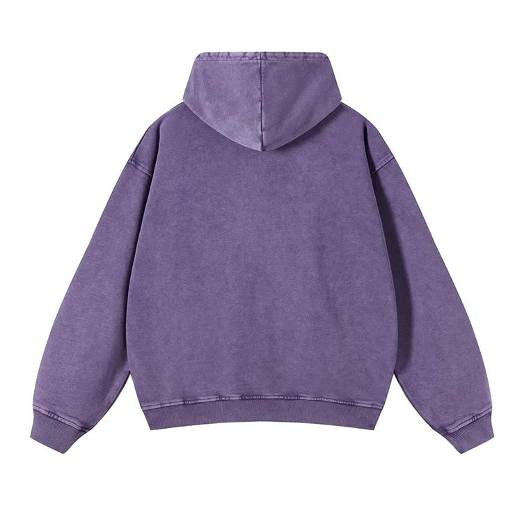 A50 Distressed Thin Hooded Sweatshirt 350g Pure Cotton Hua Cotton Composite Milk Silk Washing Distressed Fashion Sweatshirt