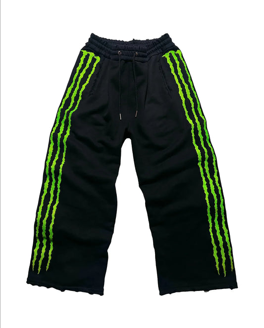 Claw Triple Stripe Fluorescence Sweatpants Y2K Streetwear Hip Hop Personality Glow Casual Pants Cotton Drawstring Joggers