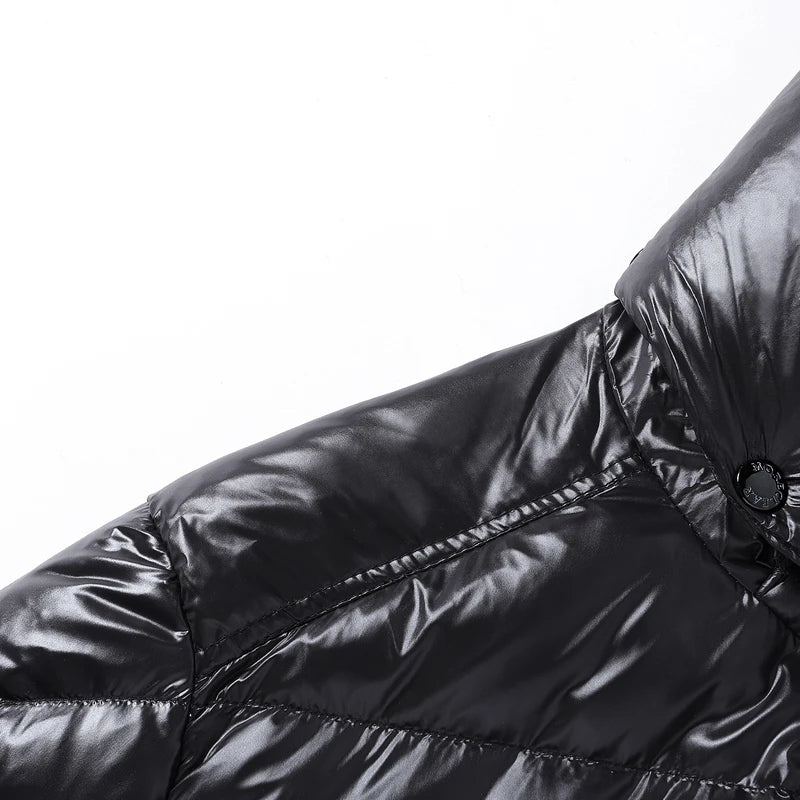 TRAF New Men's Winter Black Fashion Cold Warm Jacket Padded Thickened 90% White Duck Down Solid Color Fashion Leisure Jacket