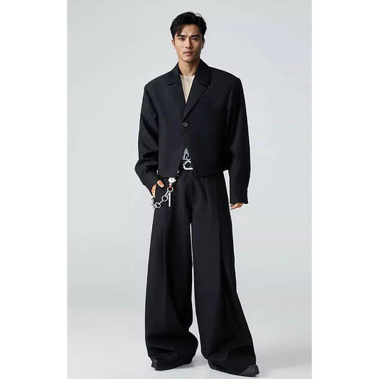 Fashion Black Men's Suits Two Pieces Single Button Lapel Suit For Party Prom Wedding Groom Daily Office Casual Formal Man Sets