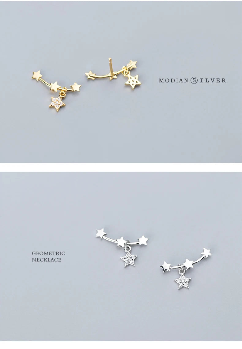 Modian Stackable Twinkle Star Sterling Silver 925 Stud Earrings for Women Fashion 3 Color Simple Ear Pin Fine Jewelry 2020 New
