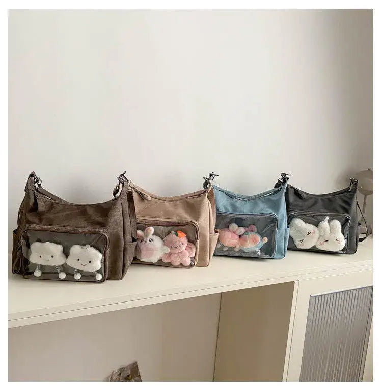 MBTI Casual Ita Bag for Women Fashion Aesthetic Y2k Large Capacity Shoulder Bag Transparent Daily Advanced Harajuku New Handbag