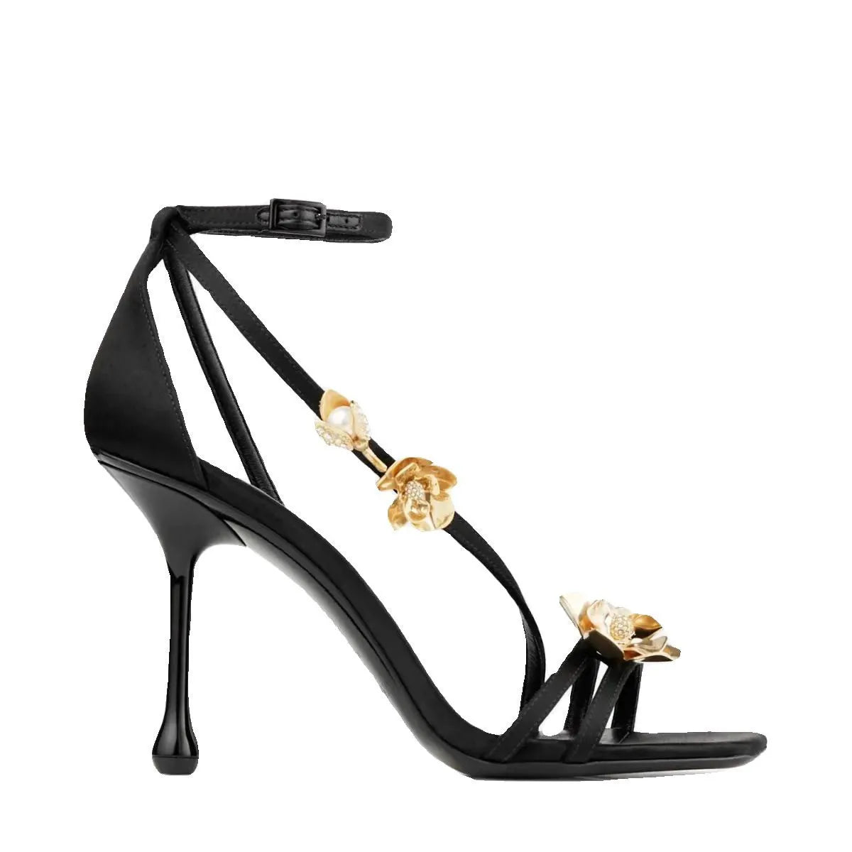 Star style Metal Flowers Women Sandals Sexy Narrow band Stiletto High heels Gladiator Sandals Summer Fashion Party Prom Shoes