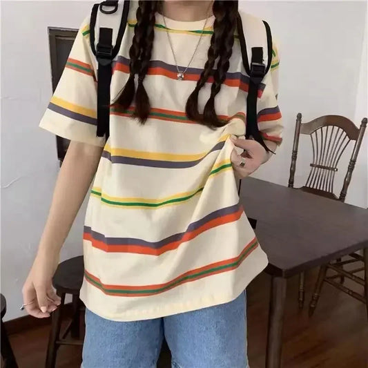 Women Sweatshirt Long Sleeve Y2k women's clothing Anime Hoodies Striped T Shirt Harajuku Streetwear Pullovers Women Tops jackets