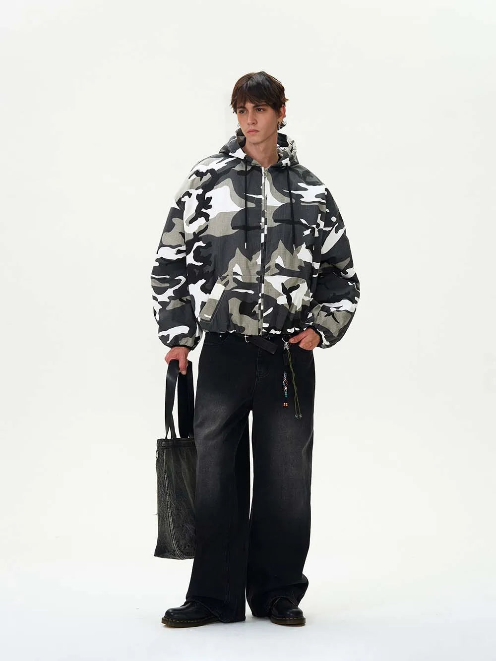 Tung Sung Camouflage Hooded Puffer Jacket Men's and Women's Loose Short Coat Men Winter