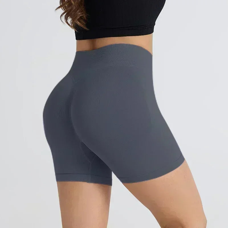 Impact Shorts Low Ribbed Waist Band Women Scrunch Bum Gym Shorts Seamless Yoga Shorts Workout Biker Short Stretch Fitness Short