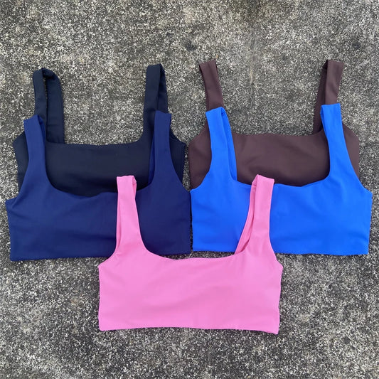 Solid Color Sports Bra Push Up Gym Underwear Women Breathable Yoga Vest Clothes High Impact Fitness Workout Top With Chest Pad