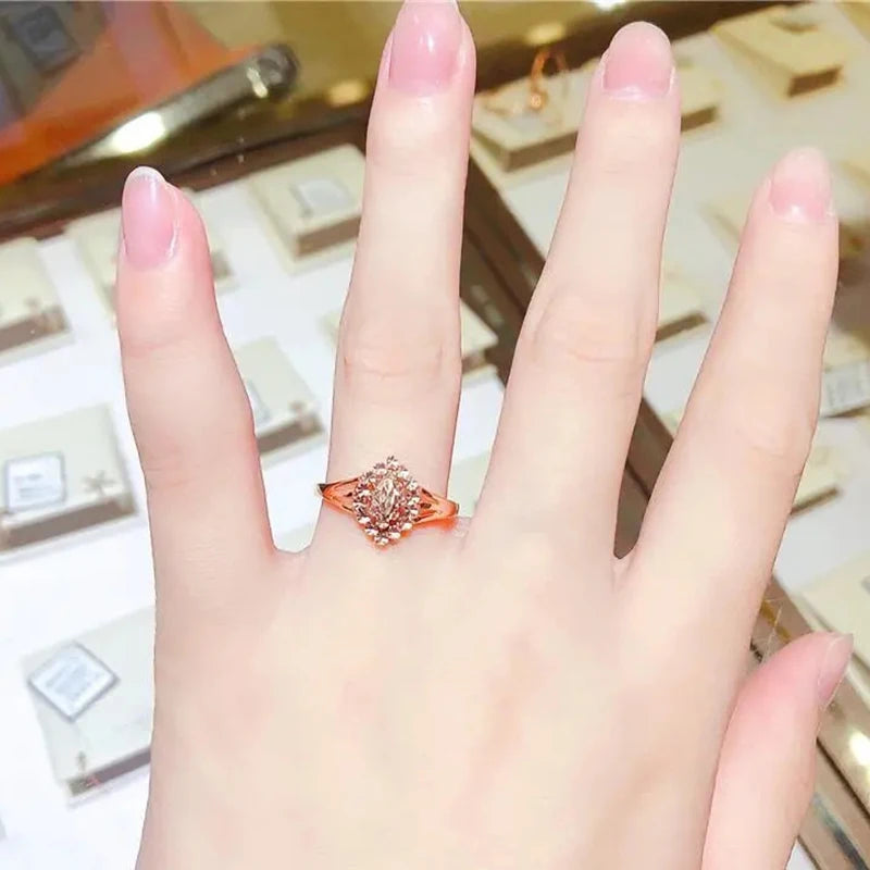 585 Purple Gold Plated 14K Rose Gold New Olive Type Shiny Rings For Women Open Fashion Exquisite Charm Jewelry Party Gift