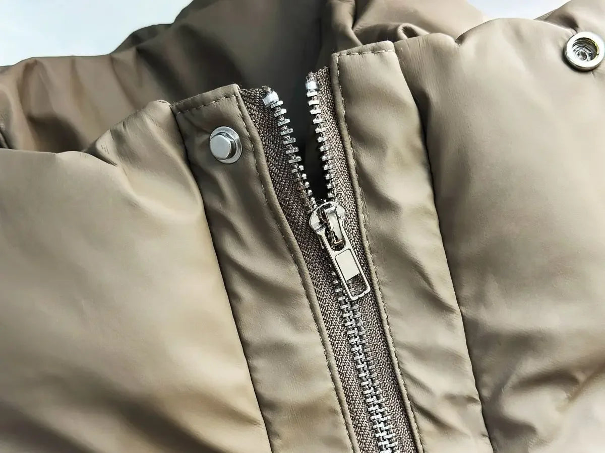 American Style Winter Thickened PU Leather Loose Short Cotton Jacket Men's Stand Collar Special High Quality Couple Cotton Cloth