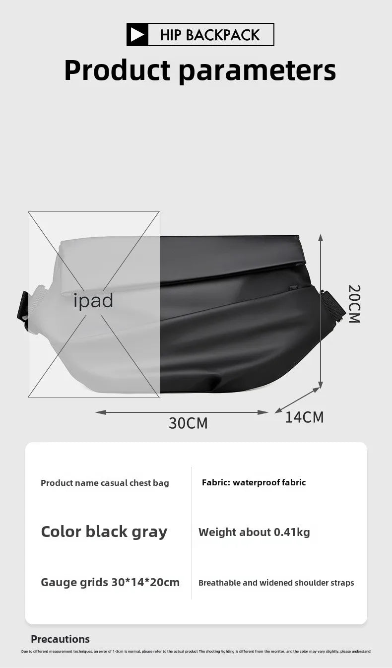 Premium Waterproof Magnetic Buckle Crossbody Bag Personality Fashion Men Messenger Bag Black Minimalist Shoulder Bags Men Bag