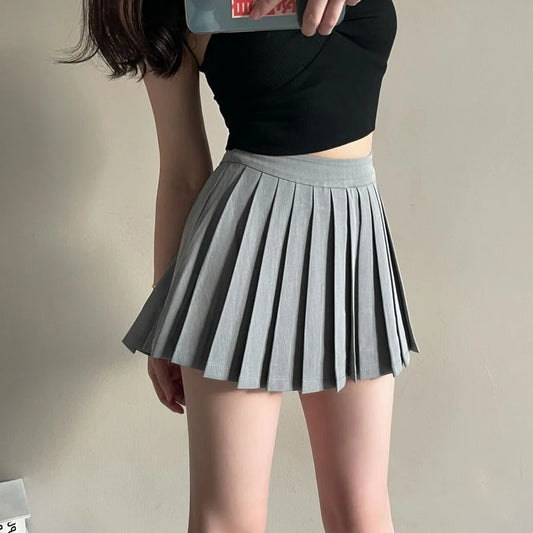 Y2K Irregular Pleated Skirts Women Streetwear Sexy Mini Skirt with Shorts Korean White Black Gyaru Tennis Extreme Skirt