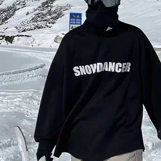 Pullover Ski Suit Unisex Loose Plus Velvet Windproof Waterproof Sweater 2025 Spring Fashion Print Y2k Long-Sleeved Top For Men