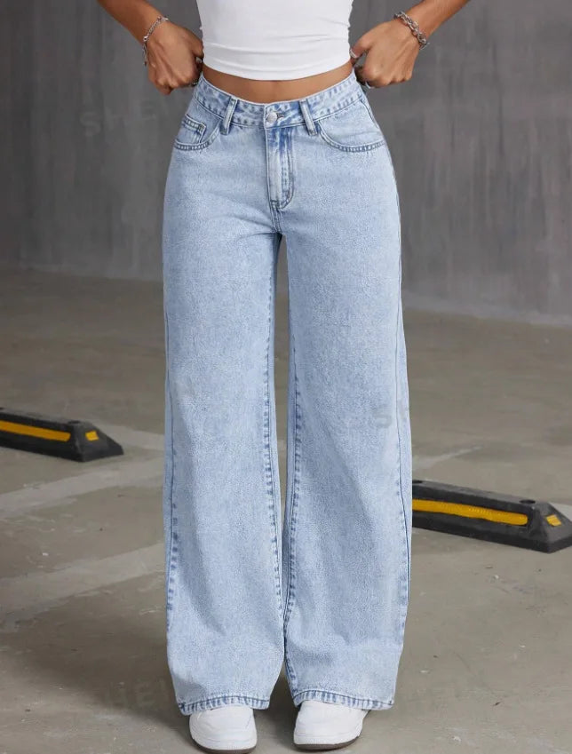 Women Wide Leg Boyfriend Jeans Straight Hip Hop Bow Embroidery Denim Pants Low Waist Baggy Jeans Casual Loose Jeans Streetwear