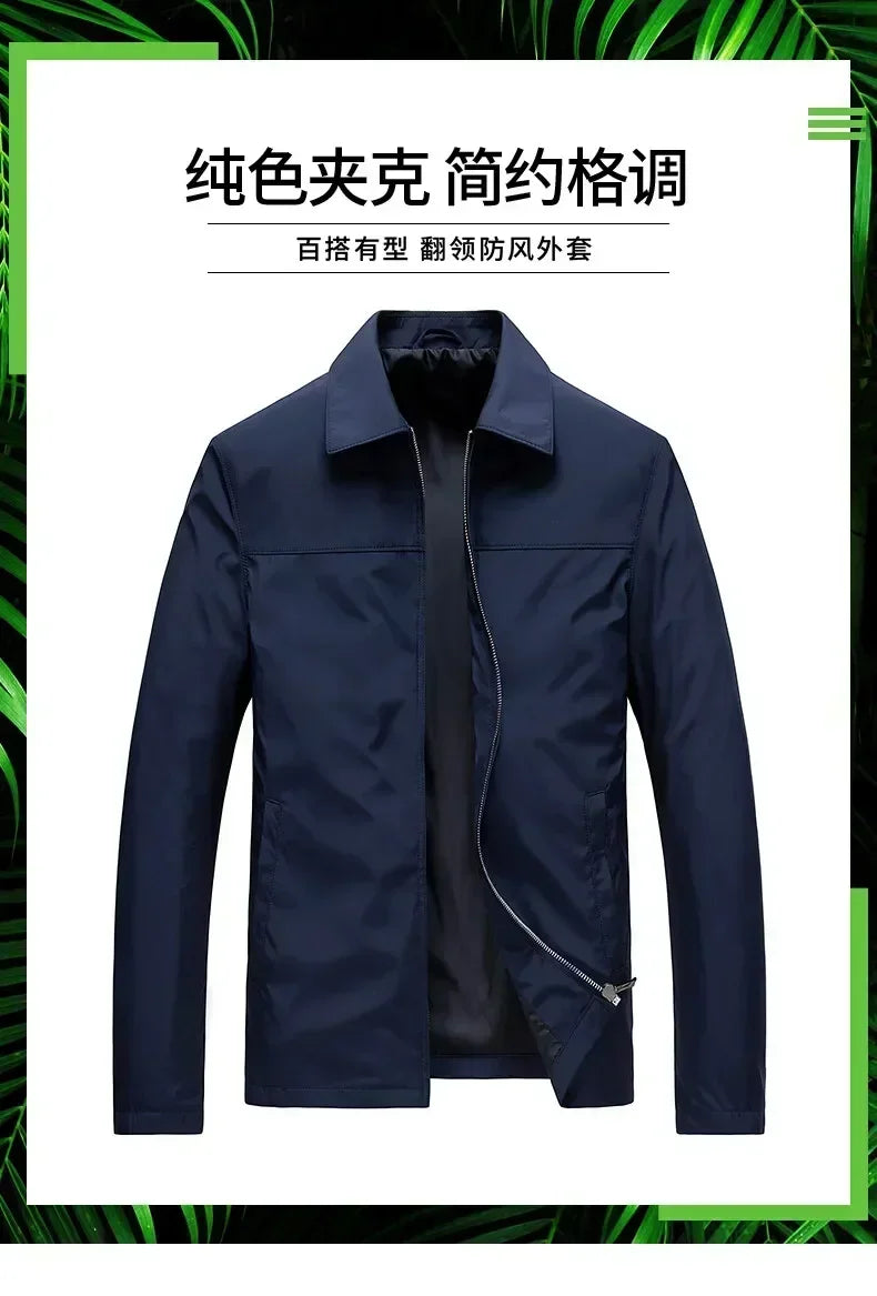 Business Casual Jacket Dad Outer Suit Coat New Men's Middle-aged and Elderly Stand-up Collar Plus Size Spring and Autumn