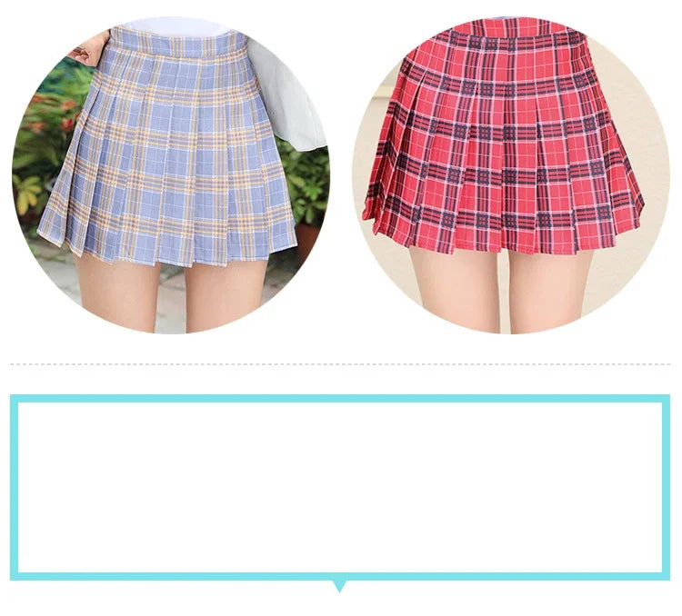 HELIAR Women Plaid Sweet Pleated Skirts Preppy Style A-line High Waist Mini Skirts Harajuku Slim Sexy Skirts Summer Spring