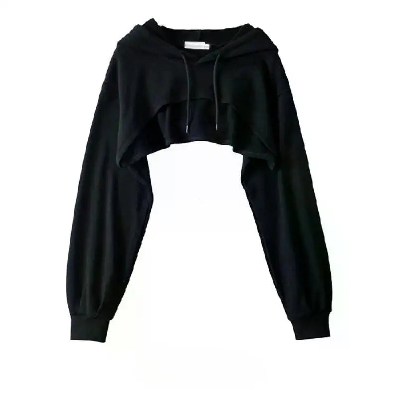 Hoodie Female Hoodie Personality Irregular Crop Ultra Short Style Long Sleeve Top Female Drop Shipping Sweatshirt Y2k Clothes