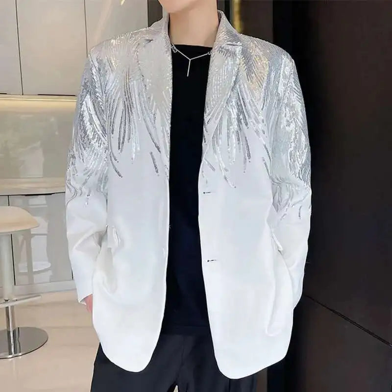 IEFB Embroidery Sequin Trendy Casual Men's Blazer Spring New Fashion Male Jacket Streetwear Suit Coat Personality 9Y9245