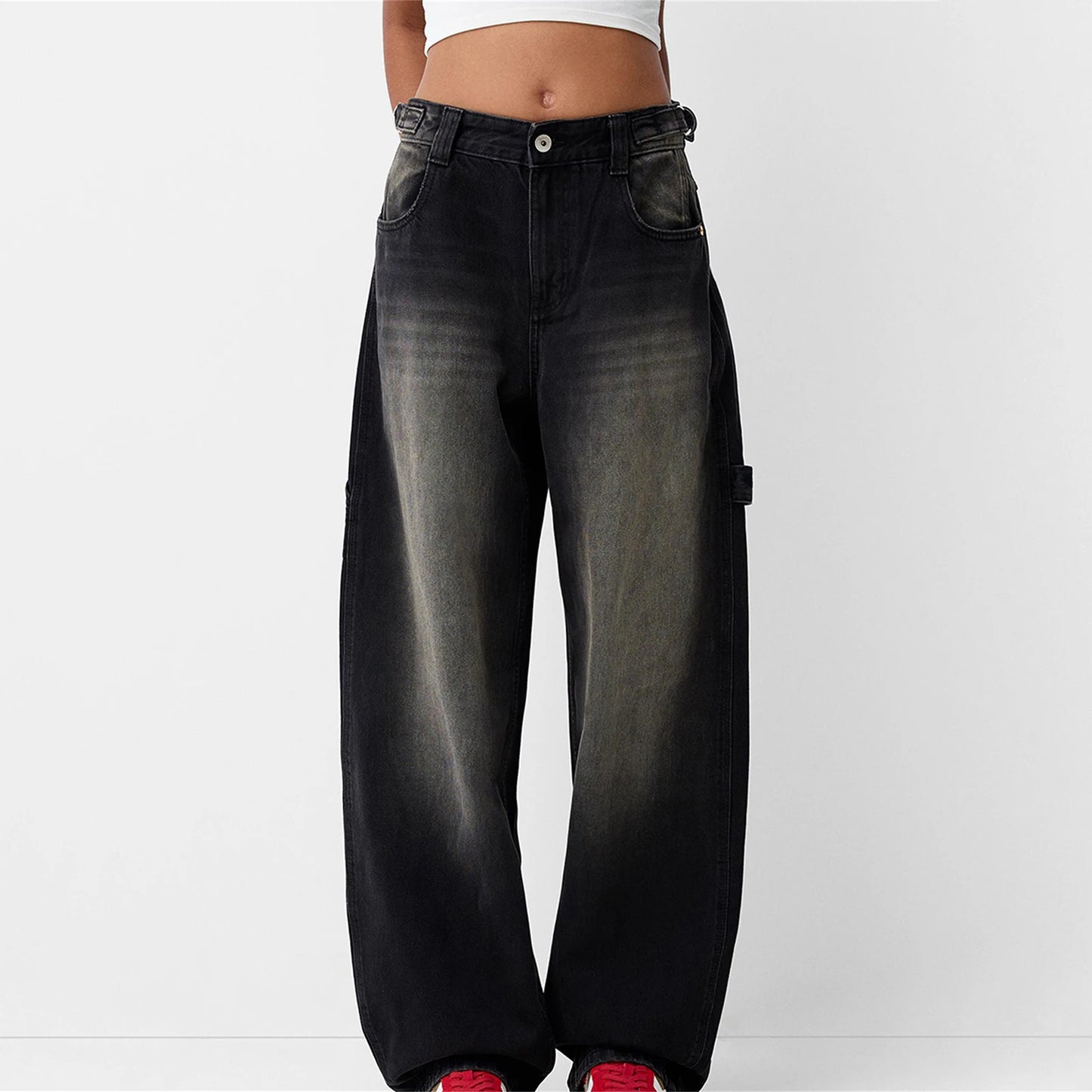 Womens Jeans High Waisted Straight Wide Leg Baggy Jeans Y2k Boyfriend Vintage Washed Loose Denim Pants Cyber Grunge Streetwear
