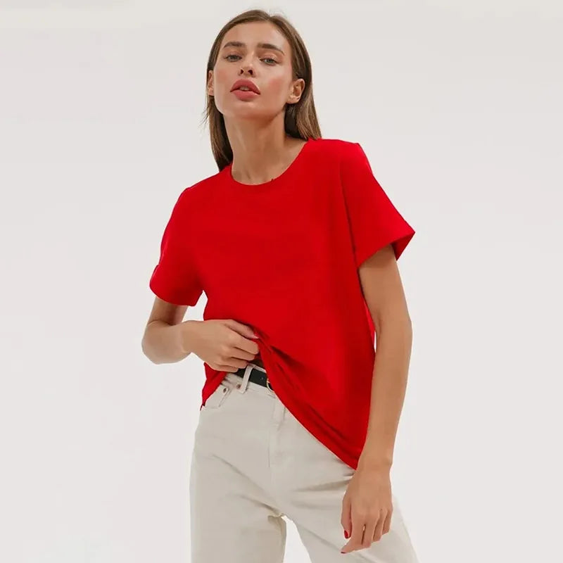 3XL 4XL 100% Cotton Women s T shirt Oversized Casual Solid Tees Short Sleeve Summer Top Plain Streetwear Quality Basic Clothing