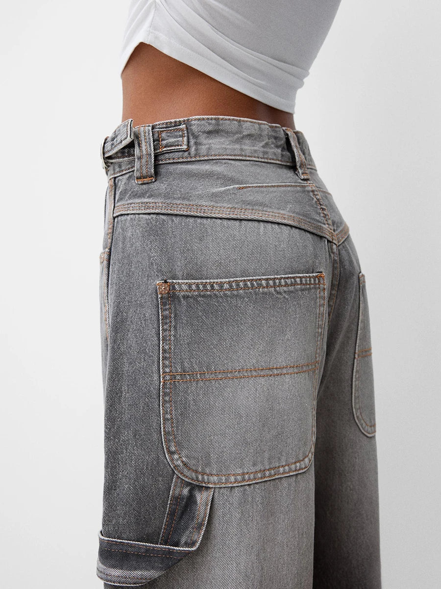 Womens Jeans High Waisted Straight Wide Leg Baggy Jeans Y2k Boyfriend Vintage Washed Loose Denim Pants Cyber Grunge Streetwear