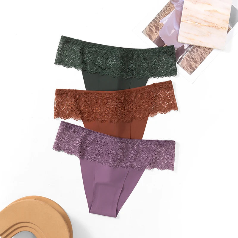 Women's Seamless Briefs Sexy Lace Panties Temptation Female Underwear Low-Waist Elasticity Fashion Lingerie for Women Underpants