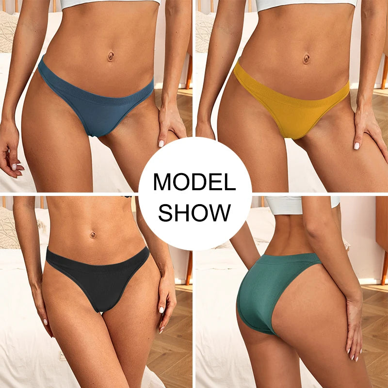 Women's Panties Sexy Underpants Thongs G-String Breathable Solid Color Crotch Lingerie Female Elasticity Underwear Women Briefs