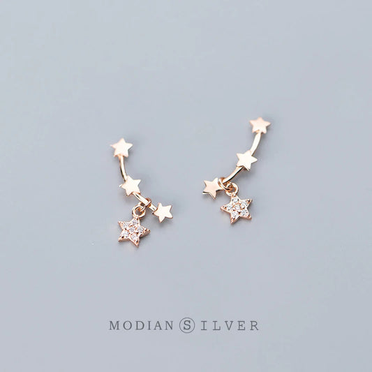 Modian Stackable Twinkle Star Sterling Silver 925 Stud Earrings for Women Fashion 3 Color Simple Ear Pin Fine Jewelry 2020 New