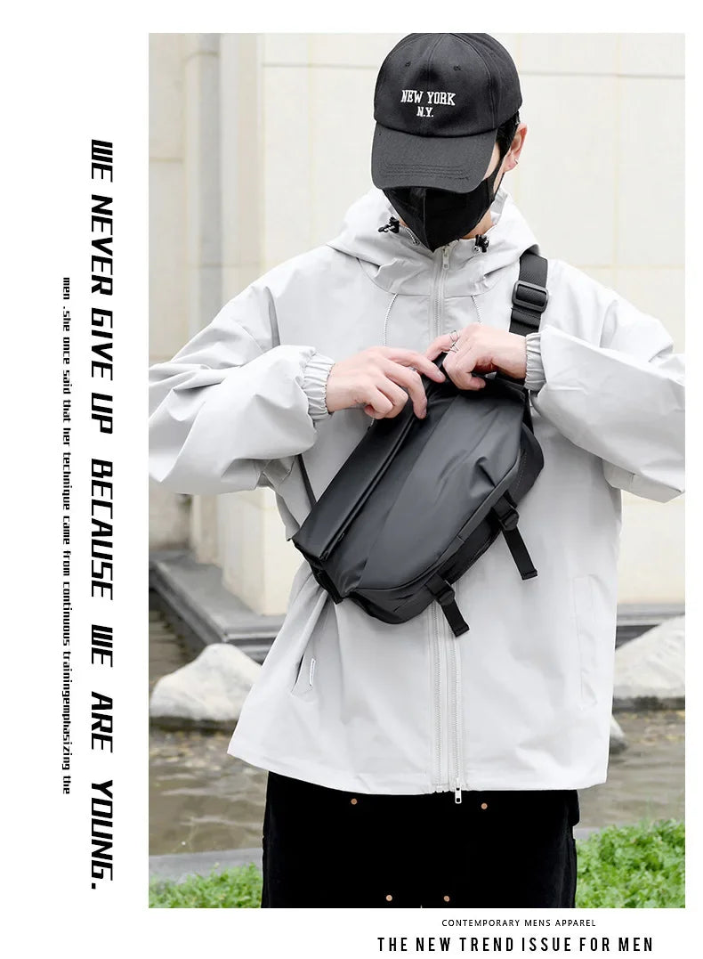 Premium Waterproof Magnetic Buckle Crossbody Bag Personality Fashion Men Messenger Bag Black Minimalist Shoulder Bags Men Bag
