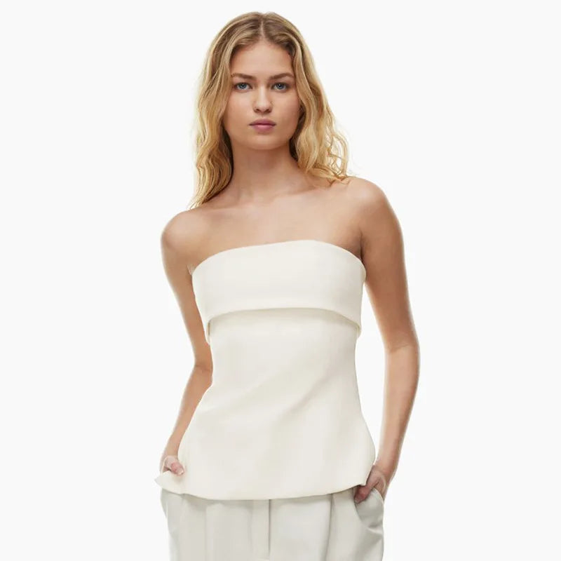 Solid Tube Tops For Women Strapless Bra Turndown Slash Neck Lenceria Femenina Backless Bralette Femme Split Bandeau Top Sexy