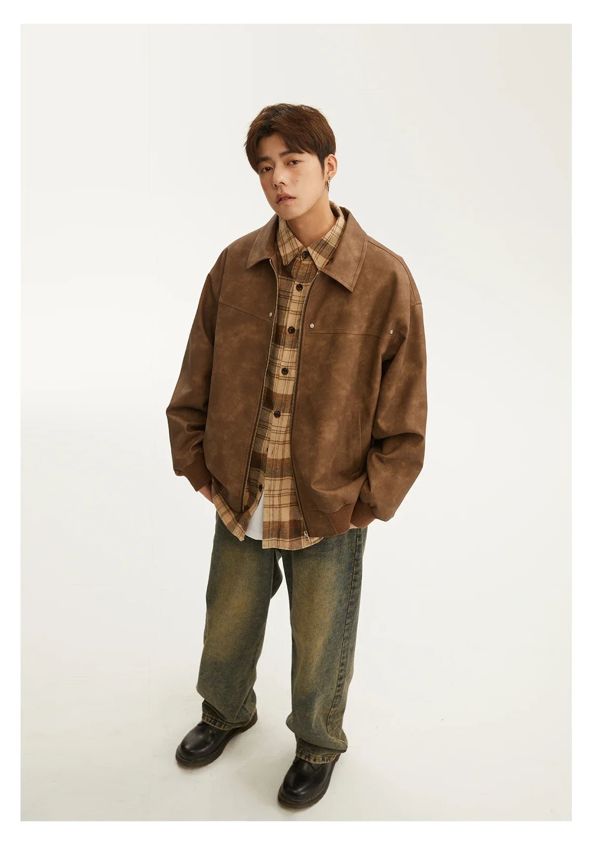 American Style Vintage Lapel Jacket For Men Loose Fit Versatile Autumn Winter Trendy Hong Kong Style Couple Workwear Jacket