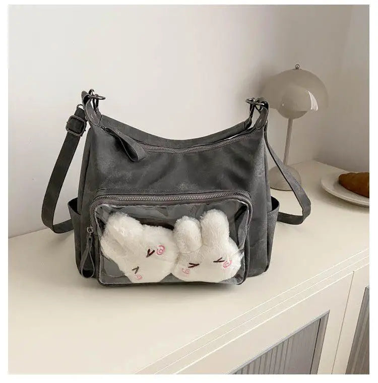 MBTI Casual Ita Bag for Women Fashion Aesthetic Y2k Large Capacity Shoulder Bag Transparent Daily Advanced Harajuku New Handbag
