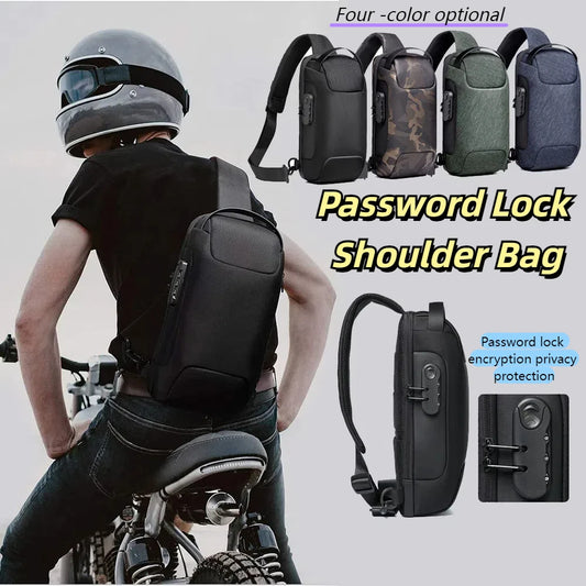 Waterproof Anti -Theft Password Lock Cross -Men Bag Oxford Cloth Sports Oblique Back Shoulder Bag Business Small Crossbody Bag