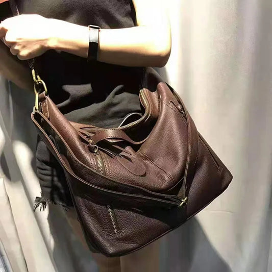Women Handbags Genuine Leather Bags 2023 New Casual Big Capacity Lady Shoulder Crossbody Purse High Quality Soft Skin Ladies Bag