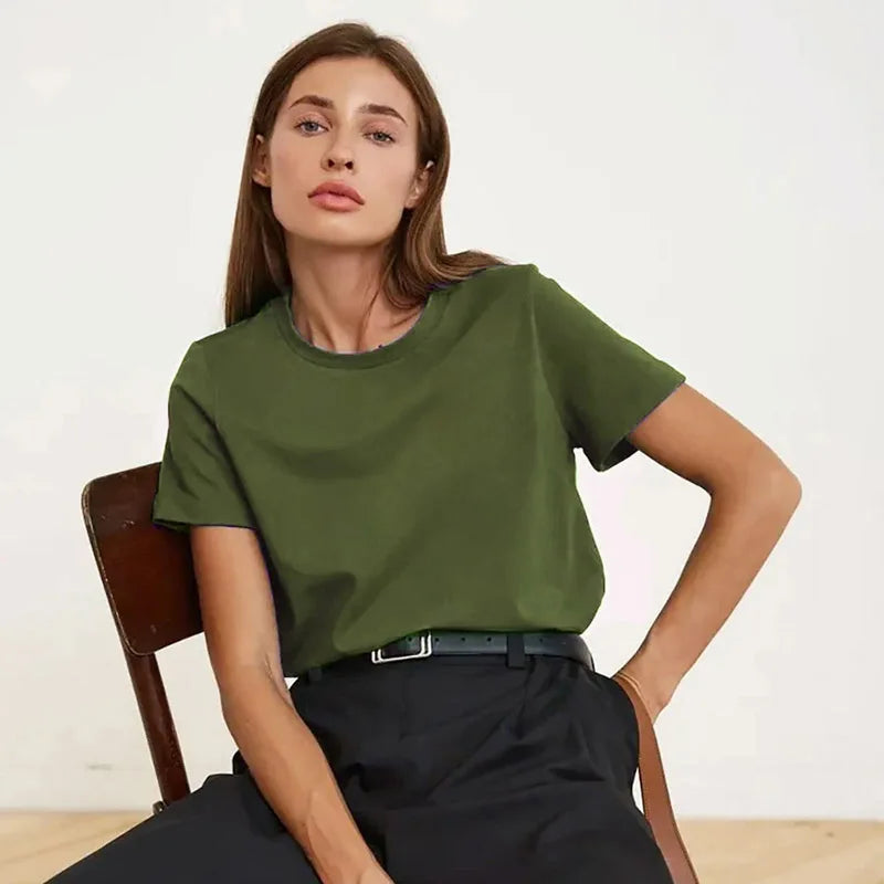 3XL 4XL 100% Cotton Women s T shirt Oversized Casual Solid Tees Short Sleeve Summer Top Plain Streetwear Quality Basic Clothing