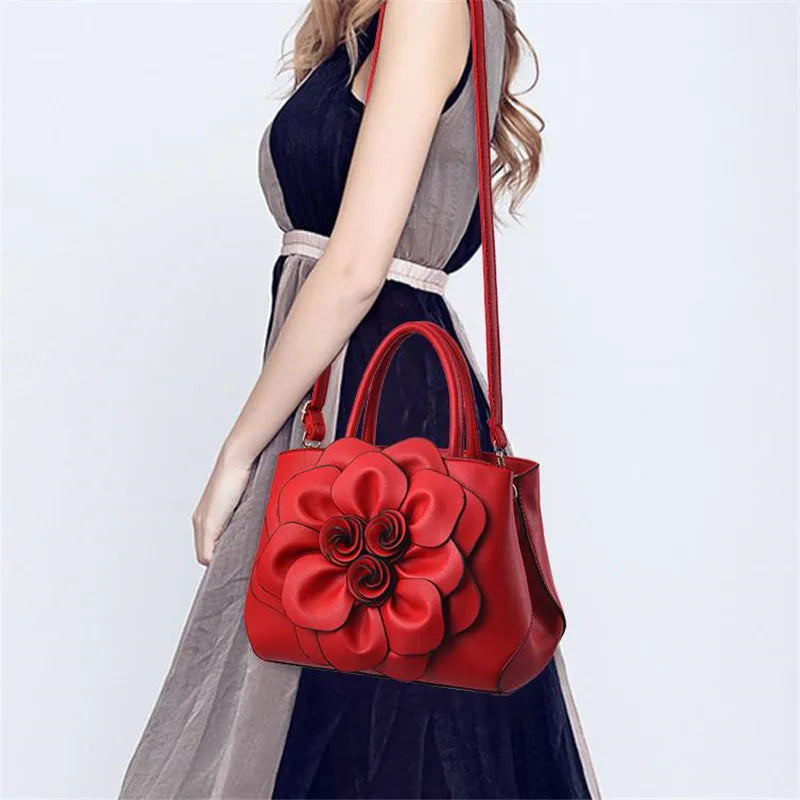 Large Capacity Red Big Rose Flower Women's Bag Handbag Shoulder Bag Purse Ladies Female Crossbody Bag Luxury Bag
