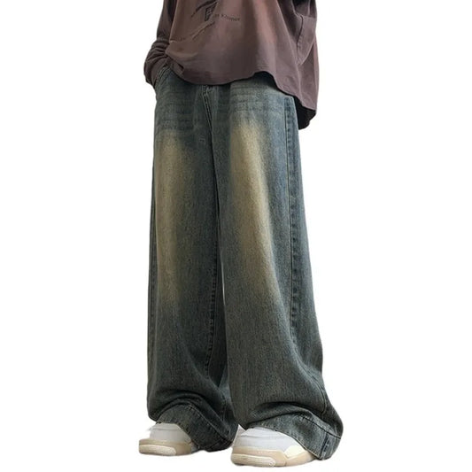 Jeans men Casual Baggy Straight Distressed Vintage Jean Pants Wide-leg Denim Trousers Male Oversize Streetwear Fashion
